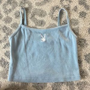 Pacsun cropped washed blue playboy tank